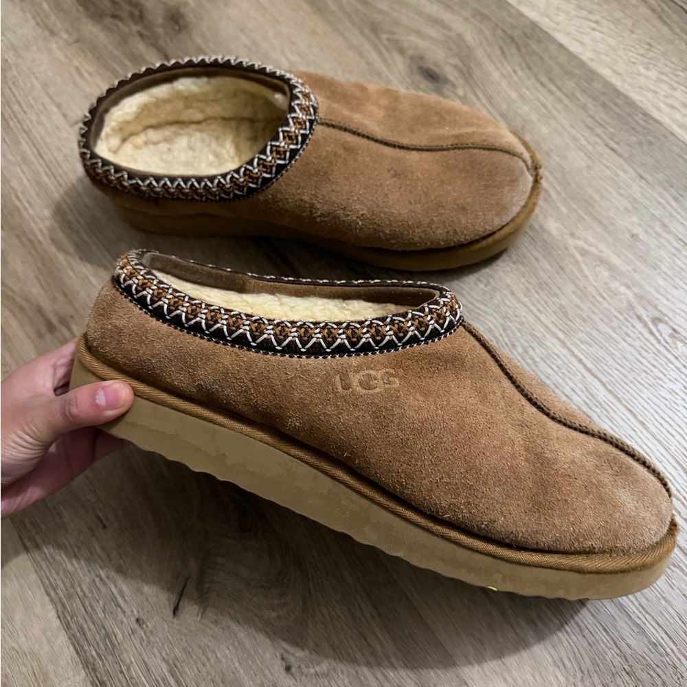 UGG Chestnut Suede Tasman Shearling-Lined Slip-On